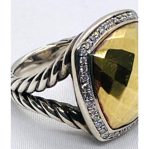 David Yurman Albion Faceted Dome Ring Sterling Silver Bonded 18K - Picture 8 of 11